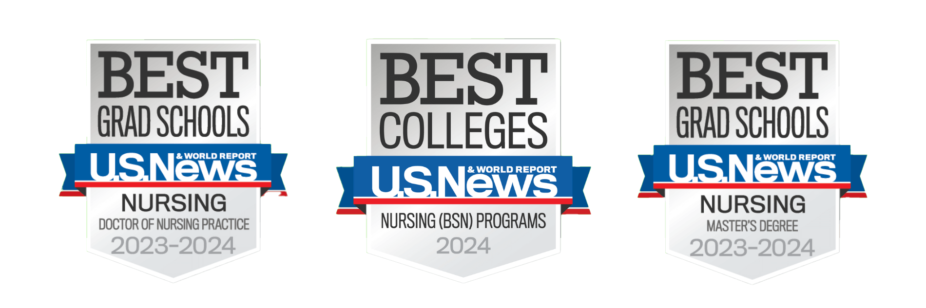 Three U.S. News best nursing programs badges